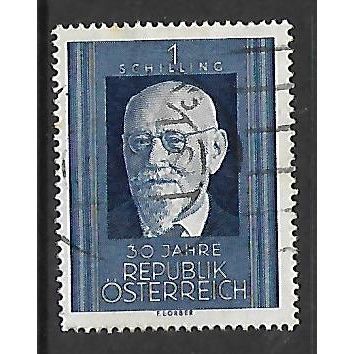 AUSTRIA 1948 30th ANNIV OF REPUBLIC 1s BLUE PRES RENNER SG 1160 FINE USED