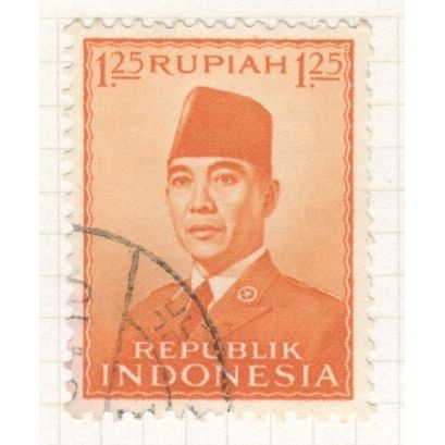 Indonesia 1953 - 1.25r orange - President Sukarno - used