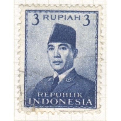 Indonesia 1951 - 3r blue - President Sukarno - used