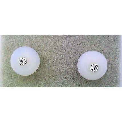 White Opal Glass Crystal 6mm Stud Earrings 1