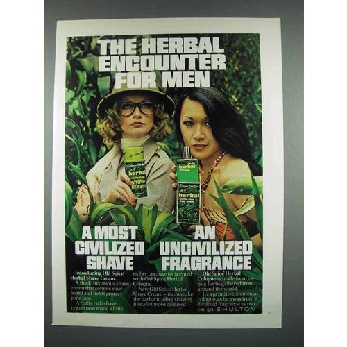 1975 Old Spice Herbal Shave Cream, Cologne Ad - The Herbal Encounter