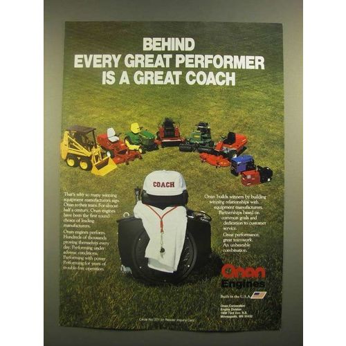 1988 Onan Engines Ad - Behind Every Great Performer is a Great Coach