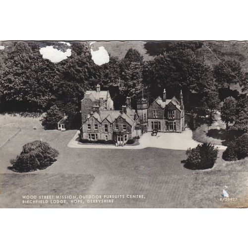 B&W Postcard Wood St Mission Centre - Birchfield Lodge, Hope, Derbyshire