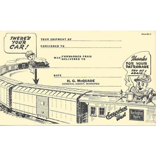 Canada #P88 Postal Card MINT Wilding Illustrated, Winnipeg Burlington R/R Route