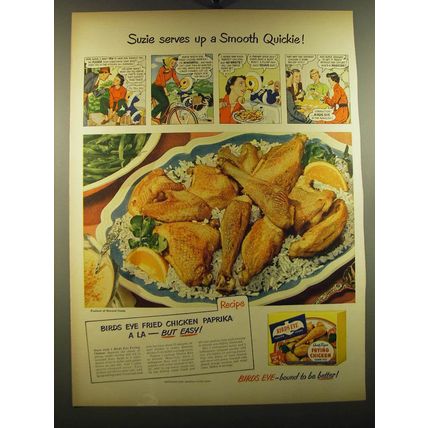 1950 Birds Eye Frying Chicken Ad - recipe for Fried Chicken Paprika