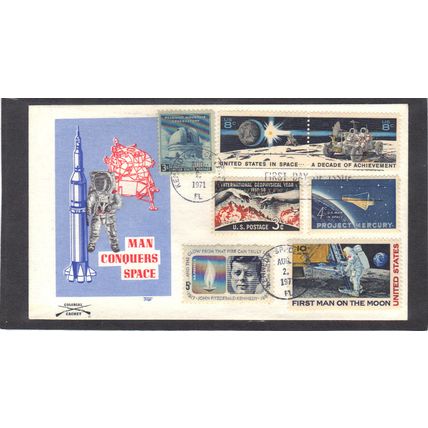 Event Colonial Cachet Man Conquers Space Multiple Stamps/7 (Cachet-U/A) CV00946