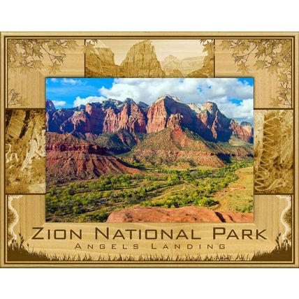 Zion National Park Angel's Landing Utah Laser Engraved Wood Picture Frame (4x6)