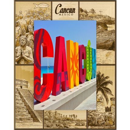Cancun Mexico Laser Engraved Wood Picture Frame Portrait (3 x 5)