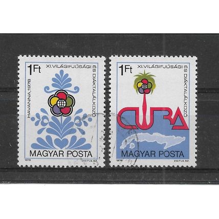 Hungary.11th World Youth and Student's Festival,Havana set of 2.Fine Used.Oct22