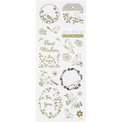 Birds & Greetings Gold Sticker Sheet 10x24 cm, approx 17 stickers 1 sheet CR108