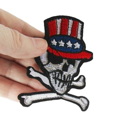 USA Skull and Crossbones Iron On Patch Motif Badge Quality Badge 6cm X 8cm P578