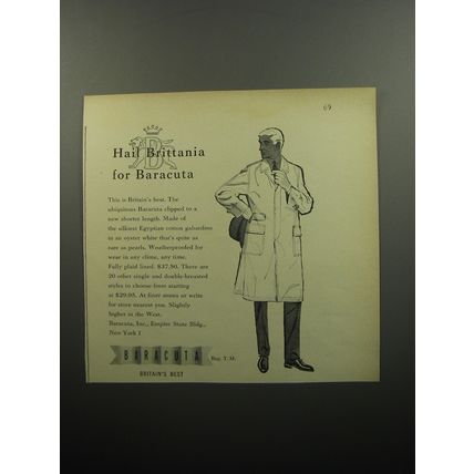 1957 Baracuta Coat Ad - Hail Brittania for Baracuta