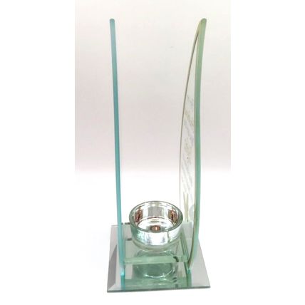 Flame Shaped Husband Tea Light Holder Memorial Verse Glass 20 CM Gift Sentiment