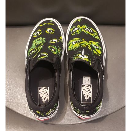 VANS CHRISTMAS GRINCH LIKE GLOW IN DARK EYES SLIP ON SHOES MEN'S 7.5 WOMEN 9