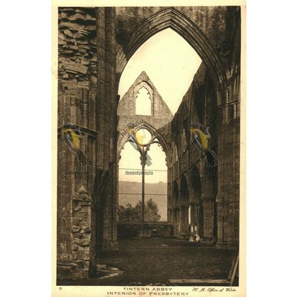 Tintern Abbey, Interior of Presbytery, Monmouthshire, Swaingravure Postcard
