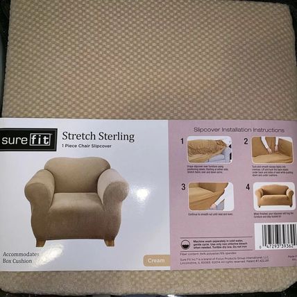 Sure Fit Stretch Sterling 1 Piece Chair Slipcover-32"-43"-CREAM-NEW-SEALED-FAST