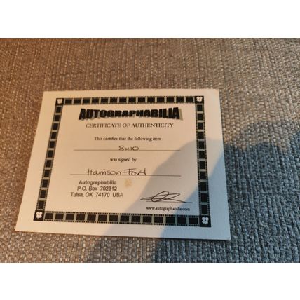 Genuine, Signed, 8"x10", Photo by/of Harrison Ford (Han Solo - Star Wars) + COA