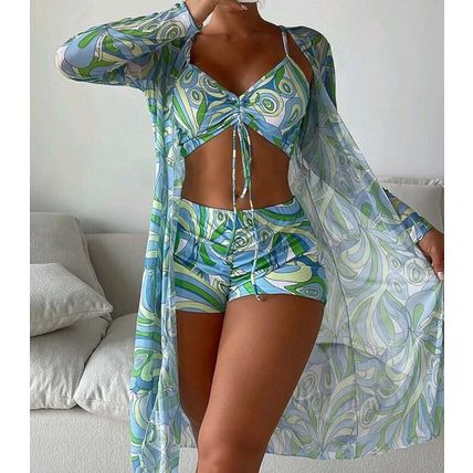 Long Sleeve Swimsuit Ladies Bathing Suit Swimwear UK Women 3 Piece Bikini Set