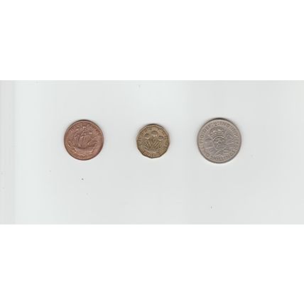 KGV1 era, set 3 circulated coins, Halfpenny, Threepence & Florin, great petina