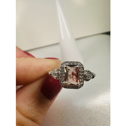 Ring Bomb Party Sz8 RBP Brilliant Blush Gem Rhodium P Band Costume Jewelry