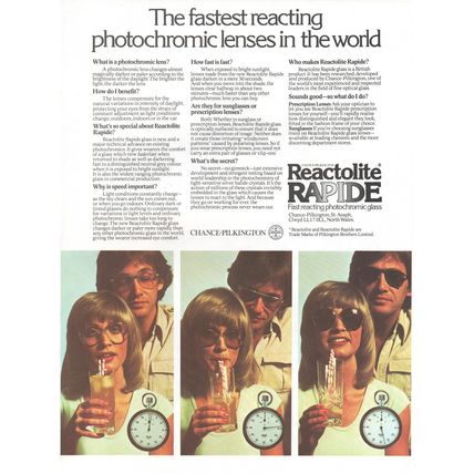 Reactolite RAPIDE :- Original Vintage 1978 Magazine Advert <> POST FREE