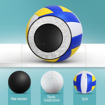 6 Pack Official Size 5 Volleyball Balls of Composite Leather Inflatable with Pum