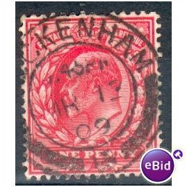 GB stamps 1902-10 KEV11 - 1d SG219 Beckenham 28