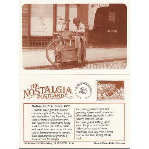 Postcard Italian Knife Grinder 1892 Victorian Hulton Photo - Nostalgia