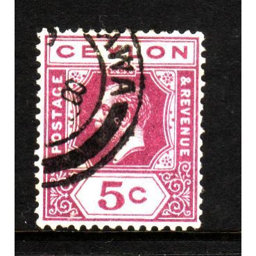 CEYLON 1927 SG 341 5c PURPLE FINE USED