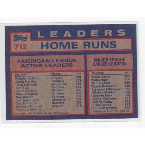 1984 Topps Reggie Jackson baseball card #712 – HOF-Angels