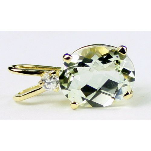 Green Amethyst (Prasiolite), 14KY Gold Pendant, P022