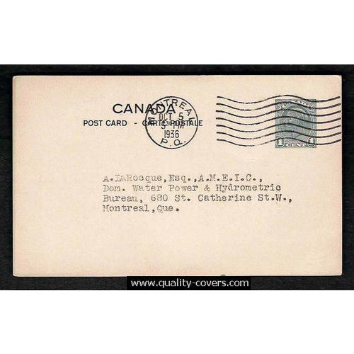 Canada #P62g Postal Card USED CBN 1938 Montreal Quebec