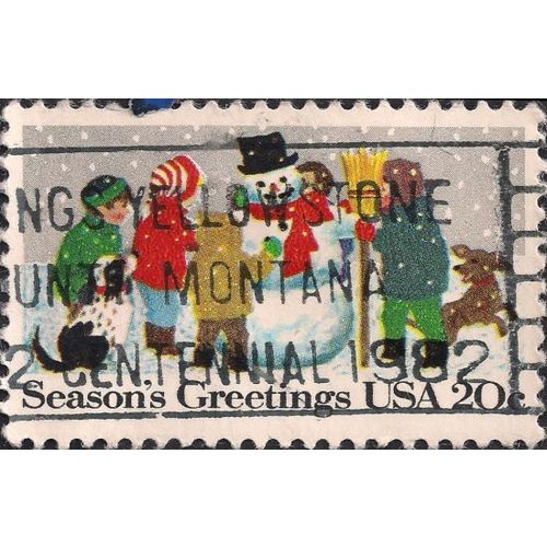 USA, Building a Snowman, white 1982, 20c