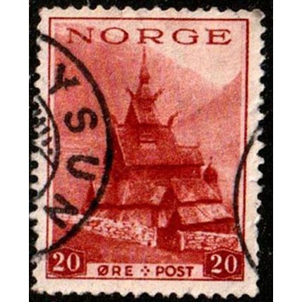 Norway 1939 Tourism Building 20ore Used Stamp.