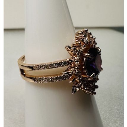 Bomb Party Sz8 BP Ring Fashion Jewelry RBP Star Purple Split Yellow Gold Pl Band