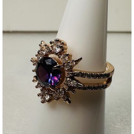 Bomb Party Sz8 BP Ring Fashion Jewelry RBP Star Purple Split Yellow Gold Pl Band