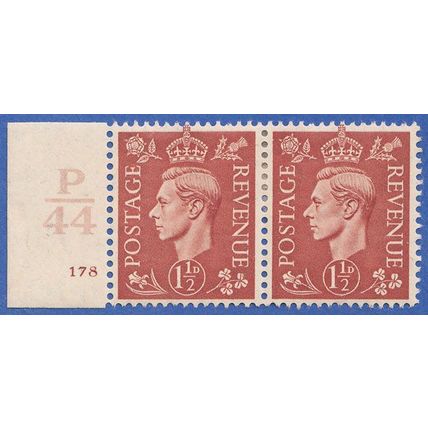 GB KGVI 1942 1.5d PALE RED BROWN SG487 MOUNTED MINT PAIR CONTROL P44 178