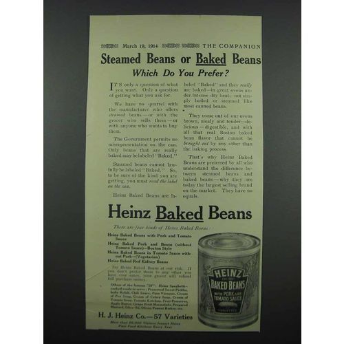 1914 Heinz Baked Beans Ad - Steamed or Baked?