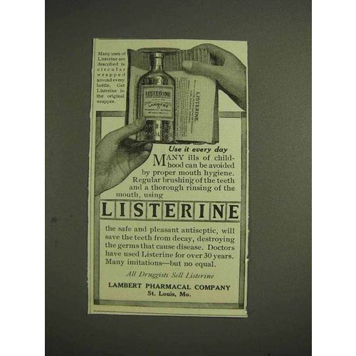 1914 Listerine Antiseptic Mouth-Wash Ad - Use Every Day