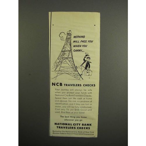 1952 National City Bank Travelers Checks Ad - Faze You