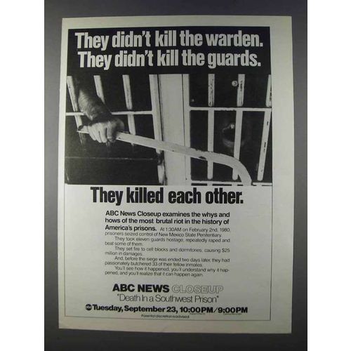 1980 ABC News Closeup Death in a Southwest Prison Ad