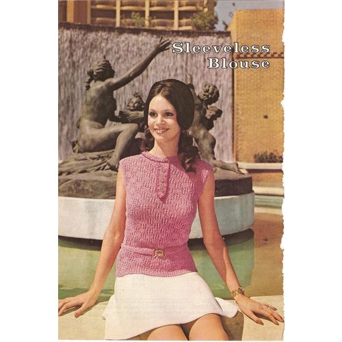 Knit Sweater Pattern Sleeveless Blouse