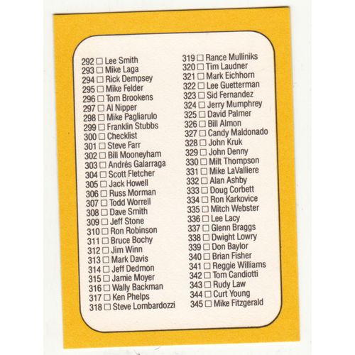 1987 Donruss baseball card 300 Checklist 240- 345