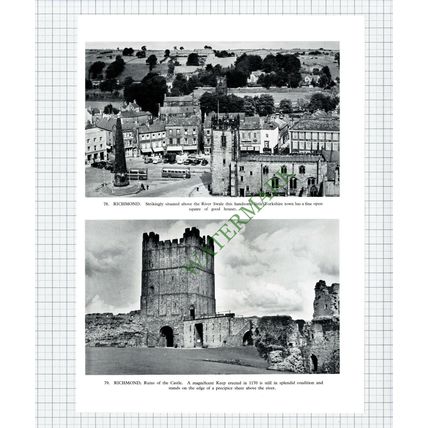 9302) Richmond North Yorkshire - 1958 Book Print