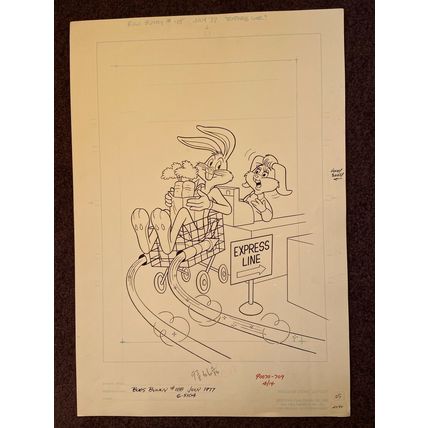Bugs Bunny #188 Cover (1977) Pete Alvarado Bugs & Honey (Lola) Bunny Space Jam