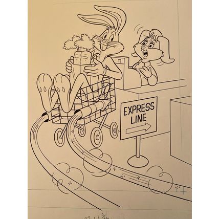 Bugs Bunny #188 Cover (1977) Pete Alvarado Bugs & Honey (Lola) Bunny Space Jam