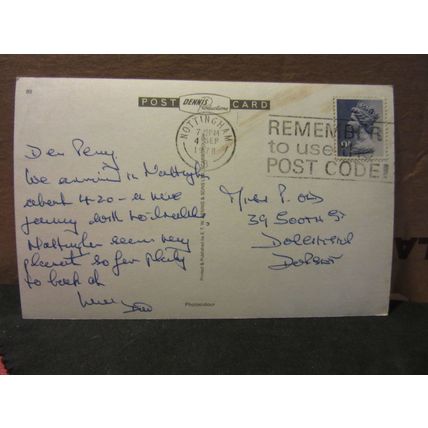 EMETT TIME FOUNTAIN, NOTTINGHAM used postcard by E T W Dennis 1978 pm =
