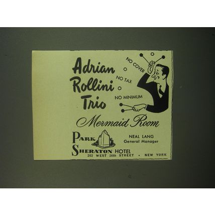 1949 Park Sheraton Hotel Ad - Adrian Rollini Trio Mermaid Room