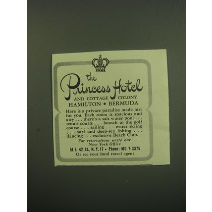 1949 The Princess Hotel Ad - The Princess Hotel and Cottage Colony