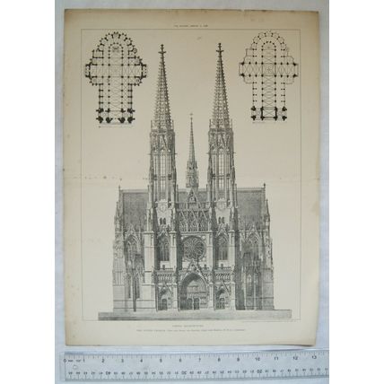 1908 ink photo The Votive Church, Vienna